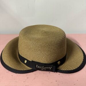 Eric Javits Wide Brimmed Packable Adjustable Ladies O/S Ribbon Straw Hat